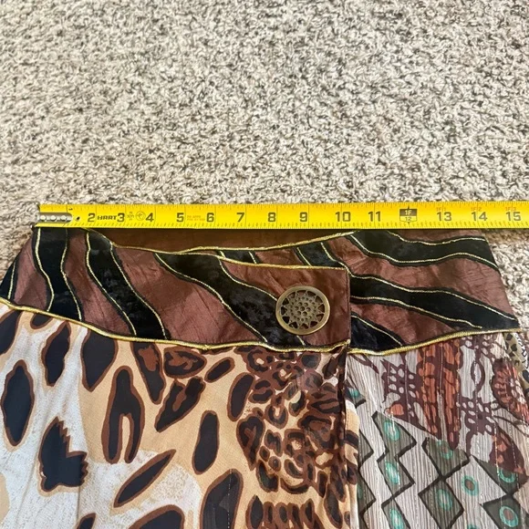 Vintage Sandy Starkman 80s-90s Geometric Mixed Animal Print Asymmetrical Skirt S - Picture 5 of 9